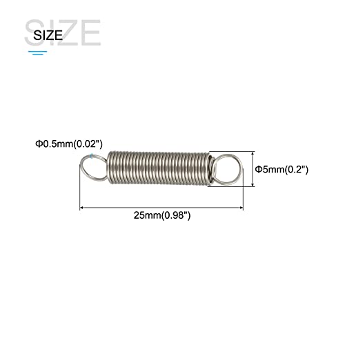 Metallixity Extension Spring (0.5X5X25Mm/0.02"X0.2"X0.98") 5Pcs, Stainless Steel Tension Spring Wire - For Home Repair Construction Machinery #TOP1