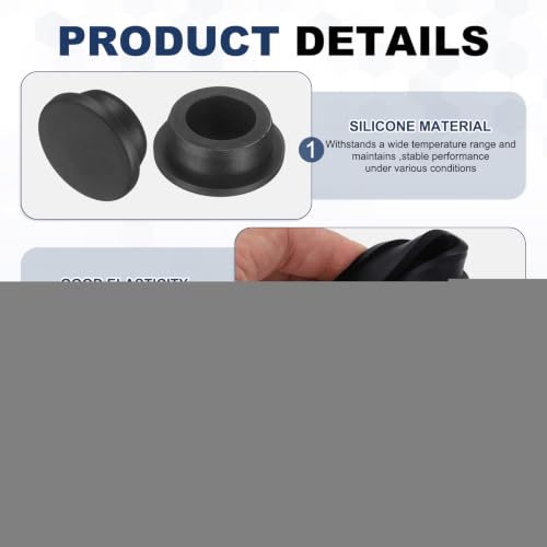 Image of MECCANIXITY 36pcs T-Shaped Silicone Plugs 29mm 1-1 /8 Inch Dia Snap in Plug Hole Seal Cover Round Rubber Stopper for 28-29mm Holes Kitchen Rubber Bulkheads Waterproof Sealing, Black