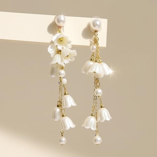Image of ECLATS Long tassel flower earrings for Women and Girls
