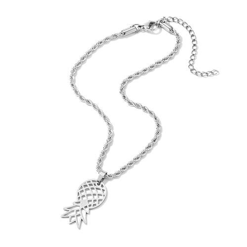 Image of Upside Down Pineapple Anklet, Upside Down Pineapple Pendant Ankle Bracelet (Silver)