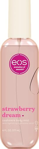 eos Cashmere Body Mist, Strawberry Dream, Body Spray for Women, Strawberry Perfume, Hair Mist, Moisturizing, Hyaluronic Acid, Glycerin, Vegan, Cruelty-free, 6 fl oz