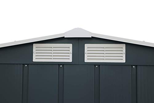 Duramax Eco 10 X 12 (11.68 M2) Metal Garden Storage Shed, Hot-Dipped Galvanized Metal Garden Shed, Tool Storage Shed, Strong Reinforced Roof Structure, Maintenance-Free Metal Shed, Anthracite - 9
