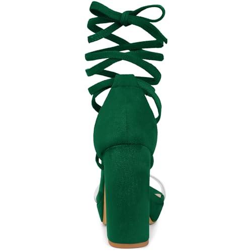 Image of Allegra K Women's Platform Lace Up Clear Chunky Heels Sandals