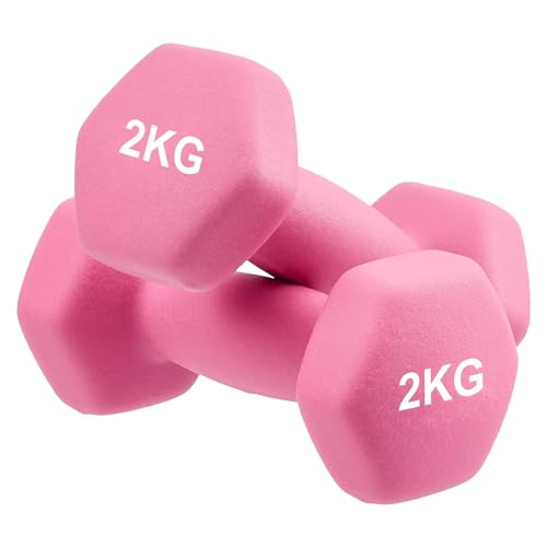Image of AmazonBasics Neoprene Dumbbell 2 Kg, Set of 2 (Hot Pink)