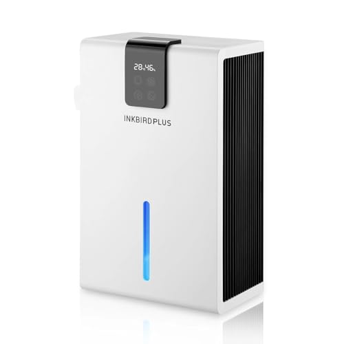 INKBIRDPLUS Portable Dehumidifier 90W Dual Semiconductor Dehumidifier for Home with 2.8L/98oz Water Tank, 3 Protective Functions, 7 Colors Night Light, Ultra Quiet Sleep Mode