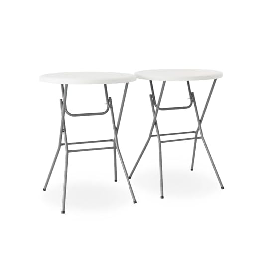 Alice's Garden - Lot de 2 Tables Hautes de réception – Gala – Mange Debout. Pliables. Ø80cm x 110cm