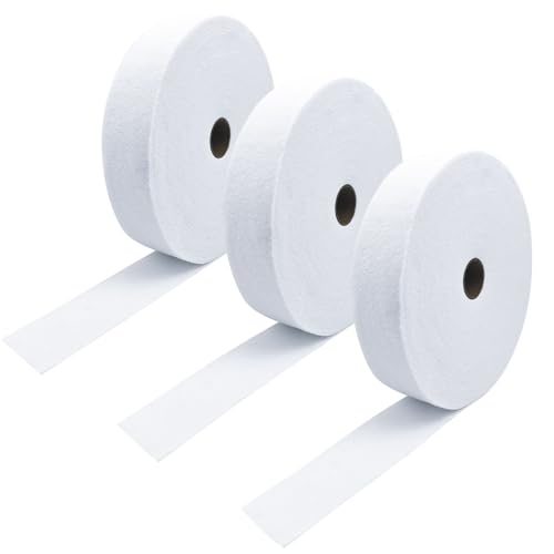Foxtell 3 Rolls Cotton Blend Batting on a Roll 2 1/4 in×50 Yard Jelly Roll Rug Batting Quilt Batting by a Roll Batting for Upholstery Cotton Rolls for 2 1/2 Batting Strips, Jelly Roll Rug, White