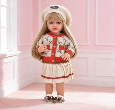 Interactive Reborn Toddler Girl Doll with Laughing, Crying, and Snoring Sounds, Blonde Hair, 22''/55cm Fashion Outfit