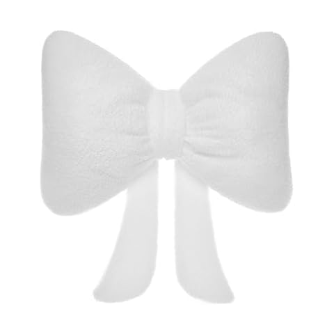 Mokoggiri Stuffed Bow Christmas Decorations Soft Furry Bow Throw Pillows Cute Bowknot Plush Pillow Home Decor (White, 20 inch) Cover