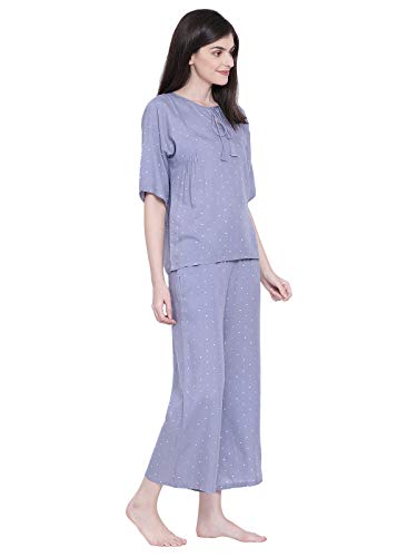 Image of Clovia Women's Cotton Print Me Pretty Button Me Up Shirt & Pyjama