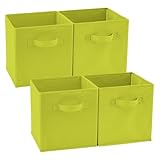 EZOWare Set of 4 Foldable Fabric Basket Bins, Collapsible Storage Organizer Cube 10.5 x 10.5 x 11 inch for Nursery, Playroom, Kids, Living Room - (Granny Green)