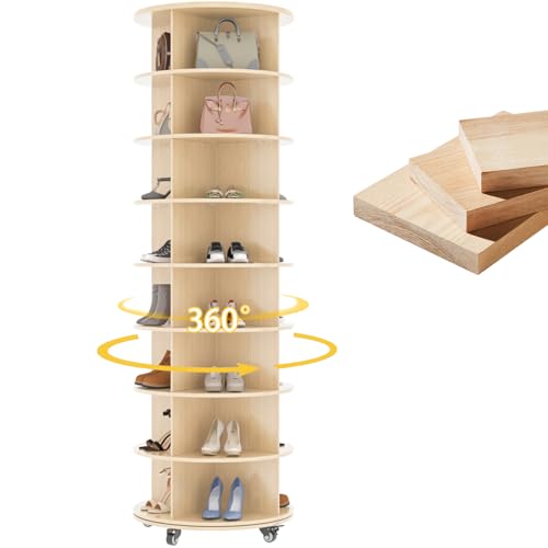 JFHID 8 Tier Rotating Shoe Rack, Shoe Tower Organizer with