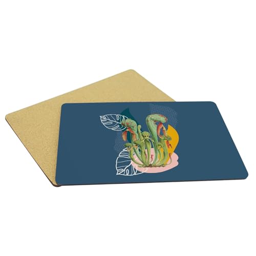 Sets de table jungle bleu napperons souples dessous liège exotique grand format