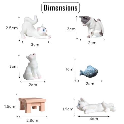 Image of ZWIK Miniature Cat Set for Home Decor | Car Dashboard Decoration | Unique Couple Gifts | Office Desk Showpieces |Cat Lover Resin Figurines Items|(Pack of 4)