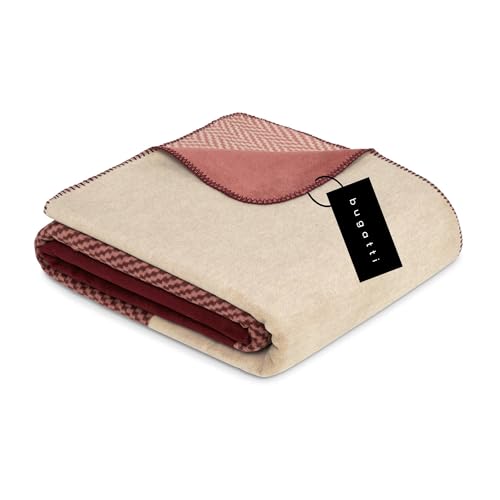 bugatti Decke 150x200 cm - Baumwollmix, warm & waschbar, Kuscheldecke Beere mit tollem Muster