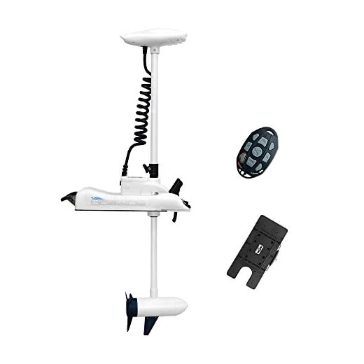 AQUOS Haswing White 12V 55LBS 48 inch Bow Mount Trolling Motor with Remote Control and Quick Release Bracket for Pontoon Boat Fishing