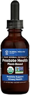 Global Healing USDA Organic Prostate Health Supplements with Saw Palmetto for Men - Potent DHT Blocker Supports Urinary Bladder Control, Frequent Urination Relief Reduces Bathroom Trips - 2 Fl Oz