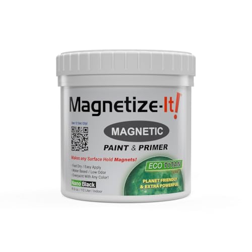 Magnetize-It! Eco Titan Magnetische Wandfarbe mit Grundierung (wasserbasierend) - SCHWARZ | 0 5L | 500ml | Extra Haftung und Nachhaltig Allzweck-Innenraumfarbe