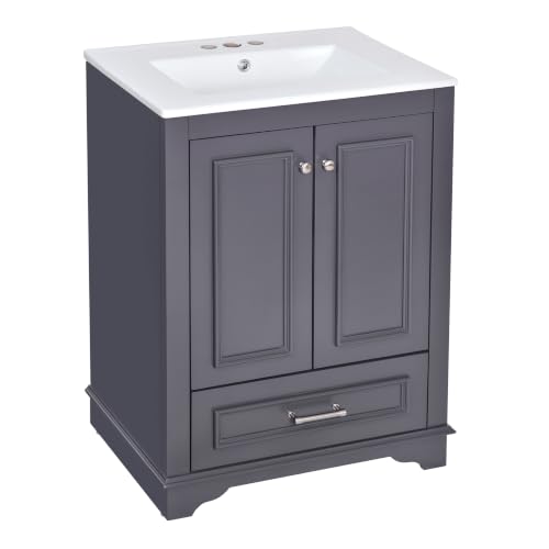 Virubi 24" Bathroom Vanity with Sink,2 Doors & Adjustable Shelf, Blue Gray