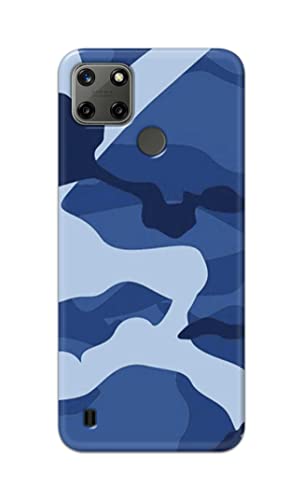 Image of Printed Hard Back Cover Case for Realme C21Y | Realme C25Y Back Cover (Army Blue Pattern) -1302