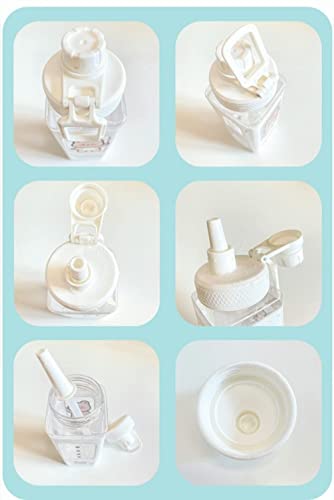 Image of Openja Plastic Kawaii Water Bottle with Straw Cute Large Water Bottles with Kawaii Stickers Aesthetic Leakproof Square Drinking Bottle.700ML (White)