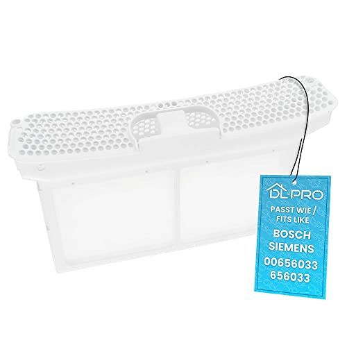 DL-pro Filtre à peluches pour sèche-linge IQ300, IQ390, IQ500, IQ590, IQ700, IQ790, IQ800, IQ890, Serie 4, Serie 6, Serie 8, compatible avec Bosch Siemens Balay 00656033 656033