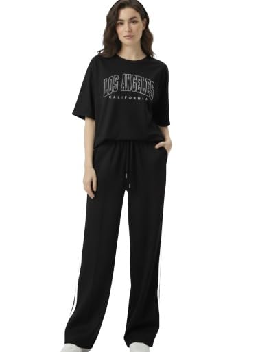 Image of EHA Women Co-ord Set for Girls | Stylish Two Piece Dress with Oversize Tshirt & High Waist Jogger|Trendy Cotton Blend Track Suit Set for Women | Casual /Travel & Lounge Wear Outfits