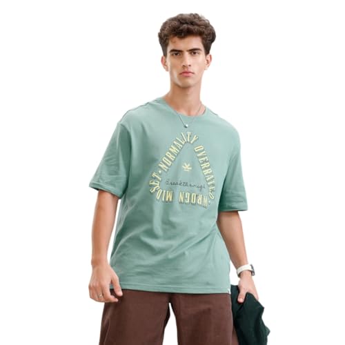 Image of WROGN Men's Cotton T-Shirt | Retro Typography Print | Oversized Fit