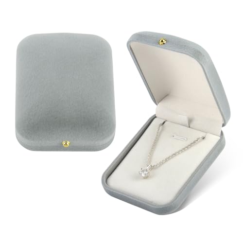 YUE QIN 2 Stück Schmuck Geschenkbox Schmuckschachtel Klein Samt Schmuckbox Schachtel Grau Schmuckverpackungen Halskette Schmuckdose für Heiratsantrag Hochzeit Geburtstag Valentinstag Muttertag