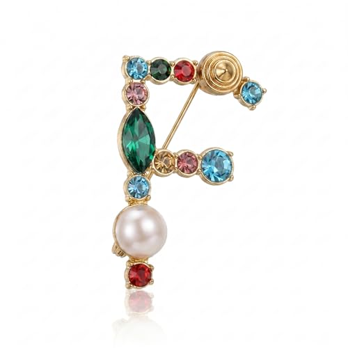 Image of Initial Brooch Pins A-Z 26 Letters Brooches For Women Colorful Enamel Alphabet Pin Pearl Crystal Lapel Pin
