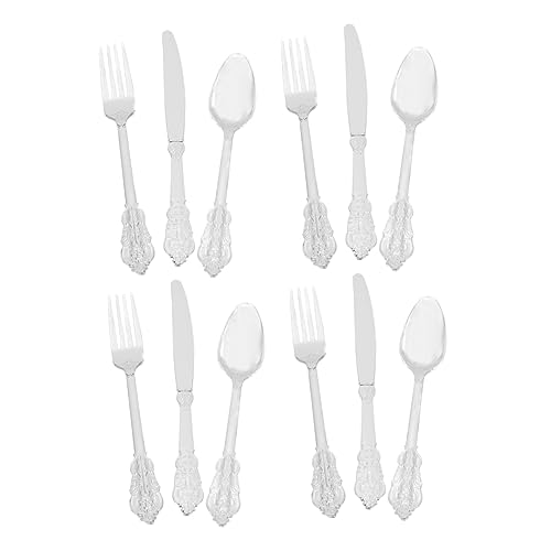 Beavorty Elegant Dinner Party Supplies 12pcs Gilding Plastic Cutlery for Wedding Reception Catering Services