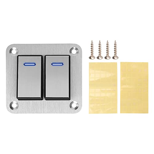 Panel interruptor de aleación de aluminio con LED azul resistente al agua 2 entradas 6