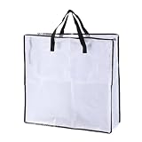 MoSundi Bolsa de compras reutilizable para ropa y colchas, 66 x 66 x 22 cm, tejido transparente para bolsa de almacenamiento de polipropileno, diseño plegable, negro/azul/rojo negro1