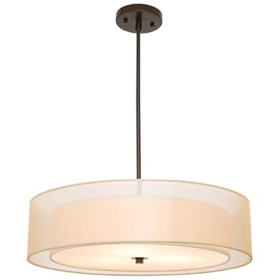 VONLUCE 3-Light Drum Chandeliers, 20" Pendant Light Fixture with 2-Layer Fabric Shade E26 Bases, Adjustable Swivel Joint Hanging Light Fixture for Bedroom Living Room Kitchen Hallway, Matte Black