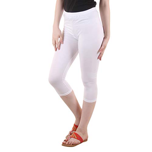 Image of DIAZ Women Cotton Stretchable Capri | Slim /Regular Fit | Breathable Yoga, Gym & Lounge Wear | Mid-Waist Stretchable 3 /4 Length Leggings with Wide Waistband - Pack of 1