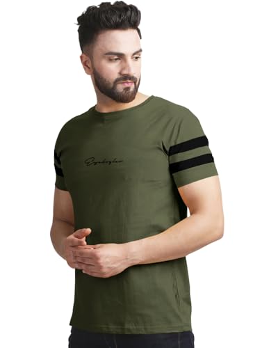 Image of Noble Monk Men Regular Fit T-Shirt | Round Neck | Half Sleeve | Self Design | Casual T Shirt for Men