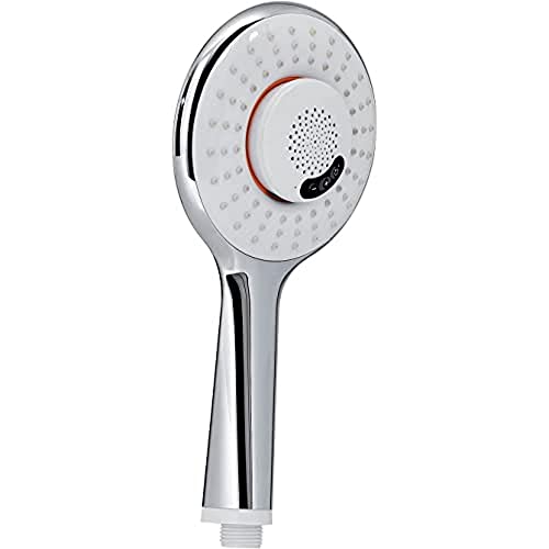 Gedy G 00, Doccetta diffusore di Musica, Sistema Bluetooth V4, Soffione ABS con Finitura Bianca/cromata, Filtro Doccia antisabbia Incluso, Cromo Blanco, 4x12,5x25,5 cm