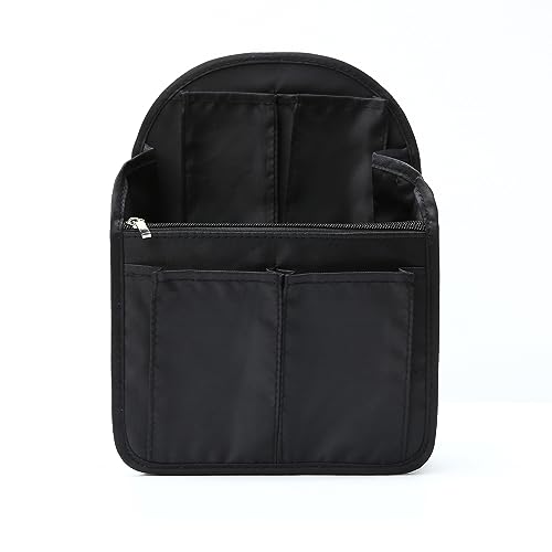 Image of Surblue Backpack Organizer Insert Liner Hanging Travel Rucksack Purse and Handbag Insert Pocket, High-capacity Divider Foldable Nylon Shoulder Bag Organizer for Men and Women, (Black, M)