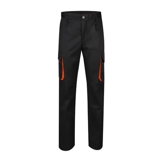 Velilla 103004 - Pantalon multipoches (taille 38) couleur noir et orange