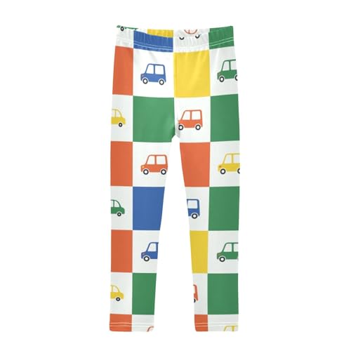 Cute Naive Cars Girls Leggings,Workout Leggings for Girls Toddler Athletic Legging Size for 3-10T