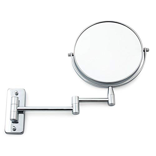 Home Treats Wall Mounted Mirror For Bathroom | Bathroom Vanity Mirror With Extendable Arm 360° Swivel and 10x Magnify | Bathroom Extending Arm Mirror (Round Wall Mounted)