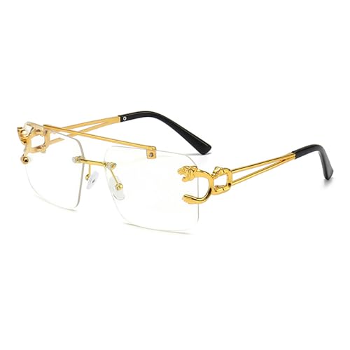 Image of JUDOO Rimless Rectangle Sunglasses for Men Women Fashion Hip hop Frameless Designer Shades Y2K Square Clear Glasses