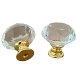 2-Pack Crystal Drawer Knobs | Glass Diamond Shaped Cabinet Handles, Plastic Base Hardware for Dresser, Vanity, Wardrobe & Cupboard 2-2