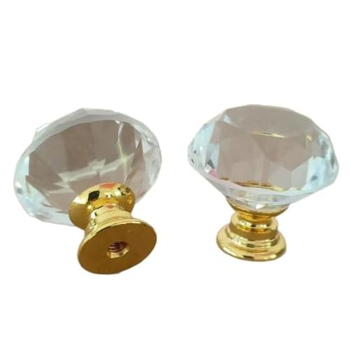 2-Pack Crystal Drawer Knobs | Glass Diamond Shaped Cabinet Handles, Plastic Base Hardware for Dresser, Vanity, Wardrobe & Cupboard 2-2
