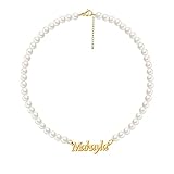 Custom Pearl Necklace with Name, Personalized Nameplate Necklace Customized Bridesmaid Gifts for Women (Pearl Name Necklace - Style 01)