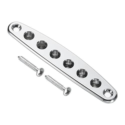 PATIKIL ギター弦スループレート ギターブリッジストリングスルーボディフェルールブッシングプレート エレキギター交換用アクセサリー シルバー