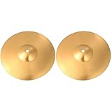 MILISTEN Crash Cymbal Hi Hat Cymbals Kids Guitar Crash 2Pcs 10 inch Bass Drum for Drum Players and Beginners Percussion Instrument Golden