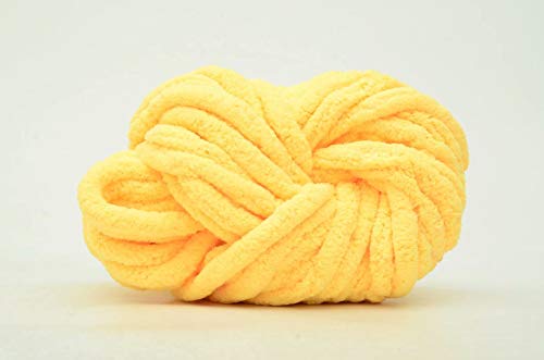 Super Soft Chunky Blanket Chenille Yarn Thick Warm Bulky Yarn for Arm Knitting Throws Blankets (Yellow)
