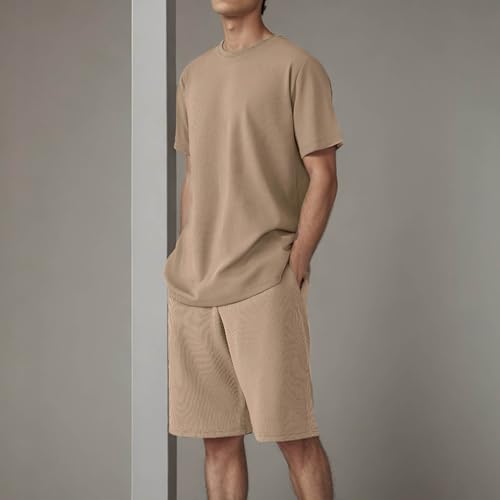 Survetement Homme ete Chemise Manches Courtes + Short Ensemble 2 Pièces Printemps Été T-Shirts Ensemble Short Tenue pour Le Sport et Loisirs Tee Shirts Décontractée Sport Hommes Cadeau Pas Cher – vue 2