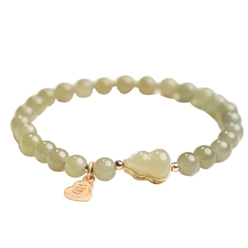 Bracelet en jade naturel femme 6mm, bijoux gourde verte et boucle en pierre fine